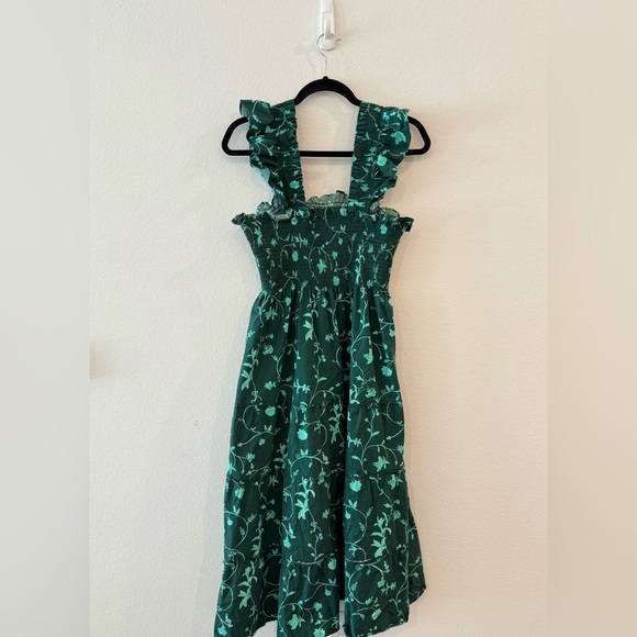 Hill House Ellie Nap Midi Dress Green Botanical Smocked Ruffle - Picture 4 of 6